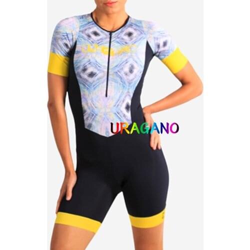 URAGANO Triathlon Monkey Womens Short Sleeve Track Bike Clothing Leotard Professional Jumpsuit Tight-fitting Cycling Jersey PP