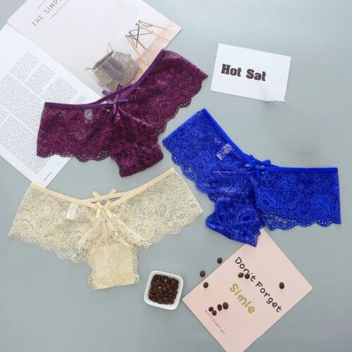 Sexy Lace Thong Panties Good Elastic Underwear Women Bragas Mujer G String V Back Strappy Calcinha Feminina Roupas