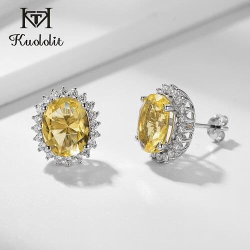 Kuololit New Arrival Diaspore Gemstone Stud Earrings for Women Solid 925 Sterling Silver Color Change Yellow Pink Sultanite