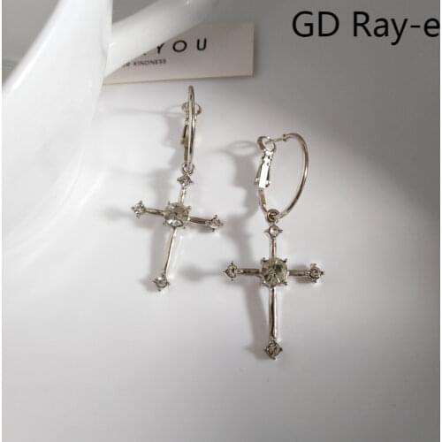 Students Crystal Clean Gothic Diamante Cross Charm Women Hoop Earrings Fashion Dangle Earrings for Girls Gifts 325