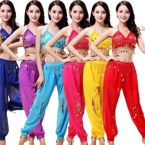Women Belly Dance Costume Sexy India Dancing Costume Coins Suit Gauze Shirt And Pants Professional Oriental Dance Clothing