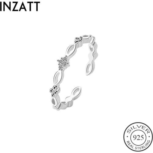 INZATT Real 925 Sterling Silver Zircon Adjustable Ring For Fashion Women Party Minimalist Fine Jewelry Cute Accessories 2020