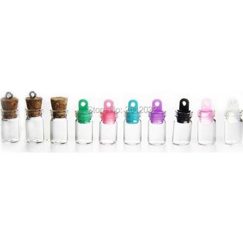 1ML Tiny Small transparent Mini Glass wishing Bottle drifting bottles Vials with Plastic nail tools F2017403