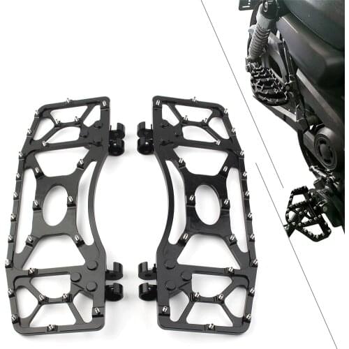 1Pair MX Style Motorcycle Wide Foot Pegs Floorboard Floor Board For Harley Touring Electra Road Glide Dyna FLD Black Aluminum