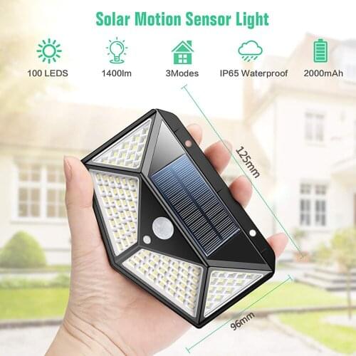 100 114 LED Outdoor Solar Light 3 Modes PIR Motion Sensor Waterproof Wall Light Street Lights Solar Powered Lantern Wall Lamp 5z