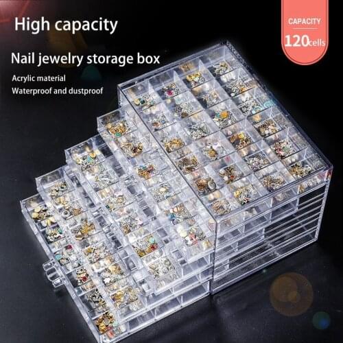 120 Grids Nail Art Decoration Storage Box Rhinestones Beads Accessories Display Container Diamond Embroidery Container