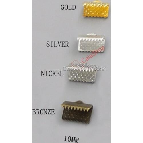 200 pcs / Lot 10mm 3/8" Ribbon Pock Clamps Ribbon Crimp Ends and Cord Clamps Ribbon Crimp Ends