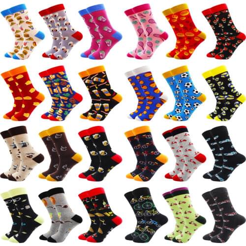 2021 New Styles Novelty Fashion Hip-Hop Harajuku Funny Casual Men Socks Happy Kawaii Cute Art Food Fruit Cotton Socks
