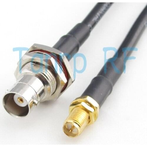 3feet 1m BNC female nut bulkhead to RP SMA female jack RF connector Pigtail coaxial jumper cable 100cm RG58 extension cable