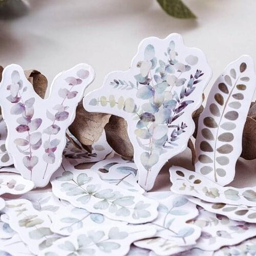 45Pcs/box Fresh Plant Leaves Stationery Sticker Journal Label Diary Scrapbooking DIY Decor Paper Sealing Stickers Personalized
