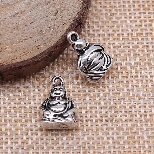 6pcs 10x15mm Jewelry Making DIY Handmade Craft Charms Tibetan Silver Color Maitreya Buddha Statue Pendant