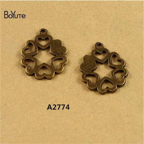 BoYuTe (100 Pieces/Lot) 15MM Zinc Alloy Heart Charms Antique Bronze Plated Metal Pendant Charms for Jewelry Making Diy Handmade