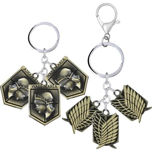 Anime Attack On Titan Keychain Wings of Liberty Wall Maria Sina Rose Key Holder Ring Cosplay Bag Pendant For Men Charm Jewelry