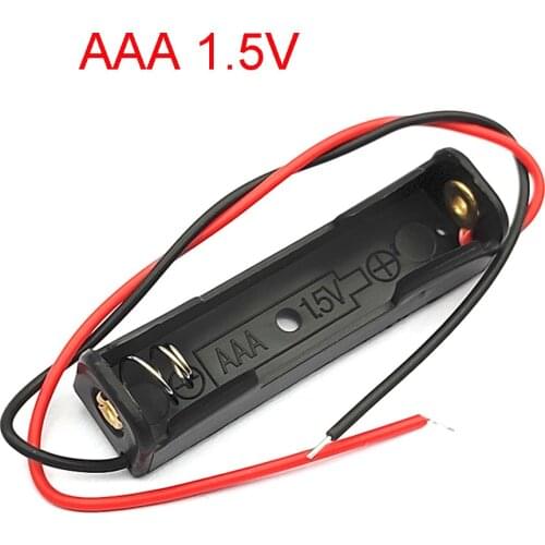5 Pcs Single Slot AAA Mobile Battery Clip Case Holder Box with Wire Leads DIY Battery Storage Cases Solderless For AAA Battery