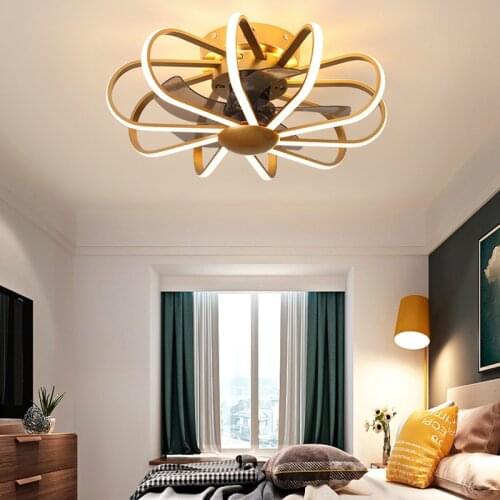 Home Living Room Fixed Leaf Inverter Fan Light Nordic Minimalist Fan Light Mute Led Aluminum Ceiling Fan Light