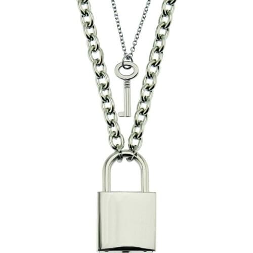 Fashion Brand Mens And Womens Jewelry Rap Necklace Mens And Womens Fashion Pendant Smooth Key And Lock Complete Set Pendant