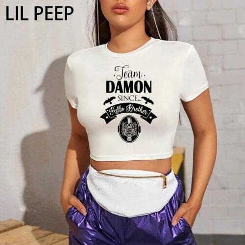 The Vampire Diaries T Shirt Summer Women T-Shirt Ullzang Harajuku Print Loose crop tops Tshirt Female Tees 90S