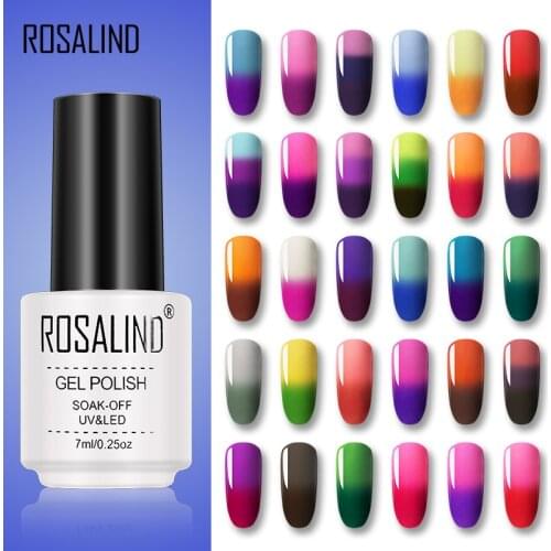 ROSALIND Temperature Gel Nail Polish Color Changing Hybrid Gel Varnishes Soak Off Semi Permanent Nail Art Design UV Gellak