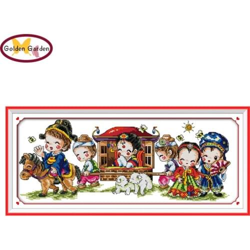 GG Marry Counted or Stamped Cross Stitch Pattern 11CT14CT DIY Kits Needlework Embroidery Cartoon Cross Stitch Sets for Kids