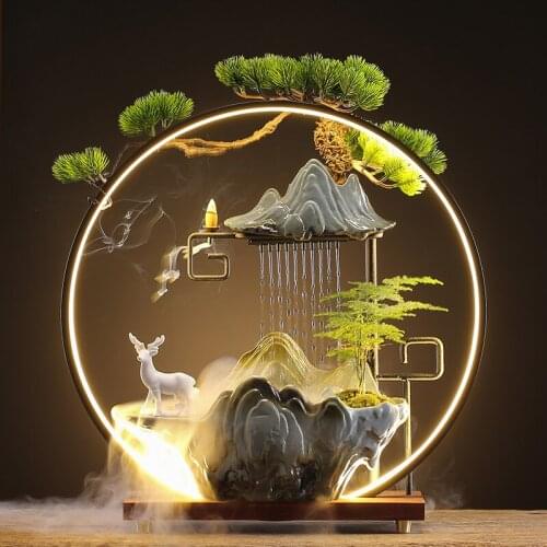 Mountain Incense Burner Holder Smoke Fountain Indoor Waterfall Incense Burner Lamp Zen Garden Encens Home Decoration YD50XL