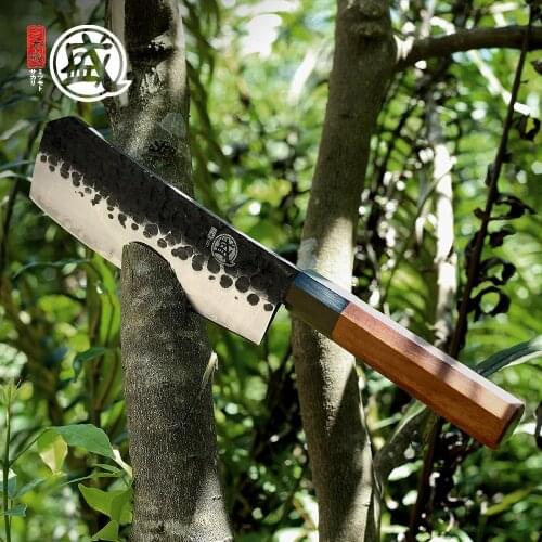 MITSUMOTO SAKARI 3-layer Hitachi 12cr15mov steel Kitchen bone chopper kitchen knife camping survival knife Rosewood handle