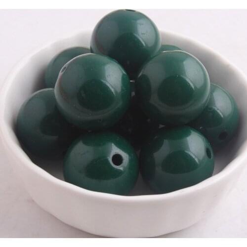 Kwoi vita Midnight Green Color Chunky 20MM 100pcs A lot Acrylic Solid Gumball Beads for Bubble Chunky Little Girl Jewelry