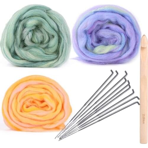 LMDZ 13 PCS Wool Felting Kit, 3 Colors Wool Roving for Needle Felting(50g/Color), Needle Felting Kit, Needle Felting Starter Kit
