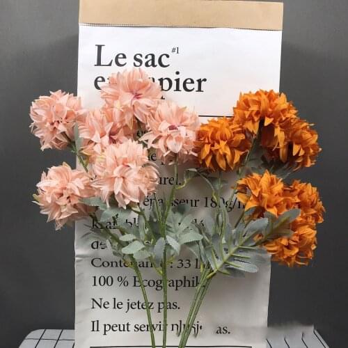 3 Head Small Acanthosphere Imitation Flowers Wedding Decorative Hydrangea Photography Wedding Flower Arrangement Plastic