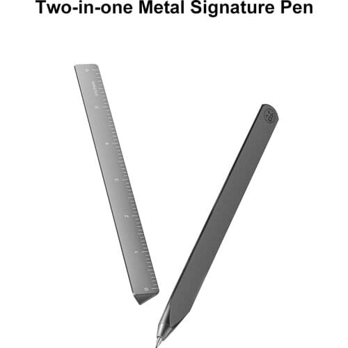 0.5mm Metal Gel Pens Black with Ruler in Inch Creative Two-in-one Signature Pen Drawing Tool Drafting Accessory
