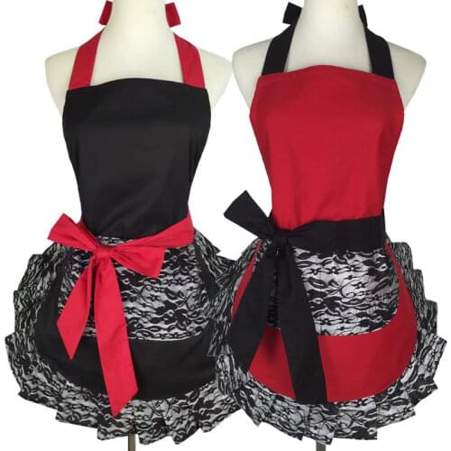 Cute Apron Lovely Lace Apron kitchen Bandage Cooking Oilproof Aprons for Women Girls