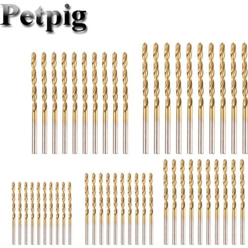 50Pcs High Speed Steel Drill Bits Set Tool Mini Drill Kit Titanium Coated Drill Bits 1/1.5/2/2.5/3mm for Electrical Drill Tools