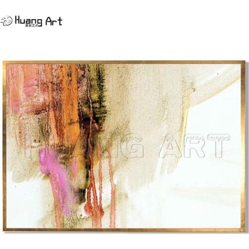 Low Price Abstract Oil Painting on Canvas for Living Room Wall Decor 100% Hand Painted Modern Pink Simple Wall Painting