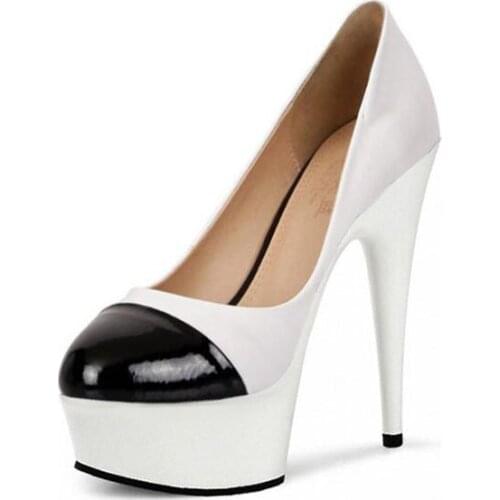 2016 NEW womens autumn shoes single shoes platform thin heels 15cm ultra high heels fashion White wedding shoes womens pumps