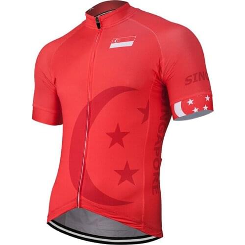 2020 Singapore New Summer Cycling Jersey Men Bike Road Mountain Race Tops Riding Bicycle Wear Red Bike clothes