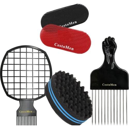 BarberShop African Hair Styling Wavy Twisted Comb Salon Cestomen Hair Sticks Ponge Curly Hair Fork Comb Styling Tool
