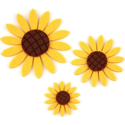 Sunflower felt Padded Appliques for Baby Hairpin headwear flowers Stick on Supplies DIY Baby Hair Clip Accessories wholesale