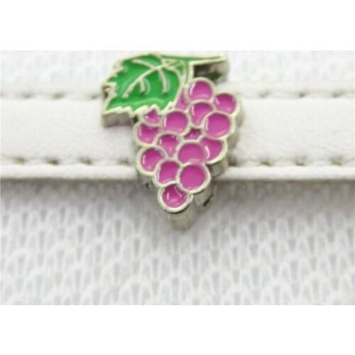 20pcs/lot Grape Slide Charms alloy slide charms Fit 8mm DIY Belts Wristband & Bracelet Jewelry