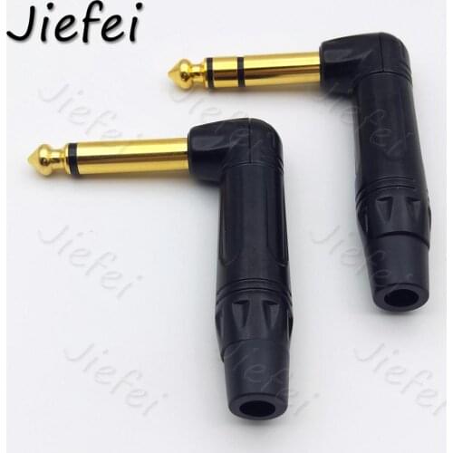10pcs HiFi Quality Gold-plated Right Angle 90 degree 6.35mm 6.3mm mono/stereo Jack Audio Connector Electric Guitar Plug