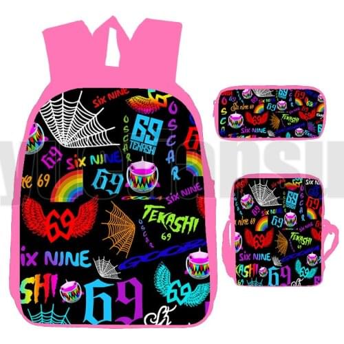 3 Pcs/Set Pink Album GOOBA Bag 3D Print 6ix9ine Schoolbags Tekashi 69 Backpack Men Anime Teenager Laptop Book Bag Back To School