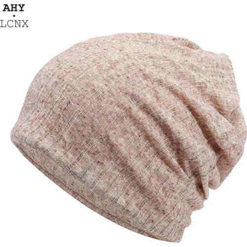 New Summer Spring Men Womens Turban Hat Slouchy Beanie Mesh Breathable Cotton Hat Beanies Knitted Cap Female Male Gorros Bone