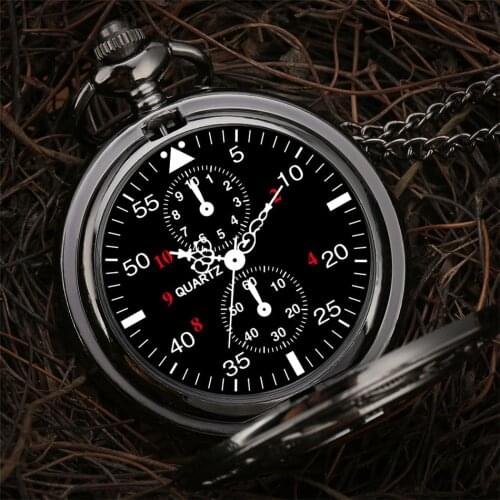 Unique Arabic Numerals Dial Quartz Pocket Watch Engraved Roman Numerals Display Necklace Pocket Watch Retro Black Sweater Chain