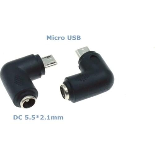 90 Degrees Micro USB Revolution DC 5.5*2.1mm Female Android Micro Smart Phone Tablet T-port 5V Conversion Charging Head