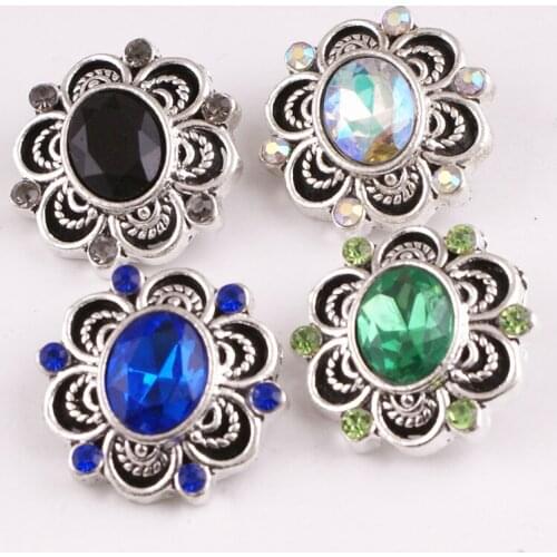 XH3082 Vintage flower Metal 18mm Snap button jewelry