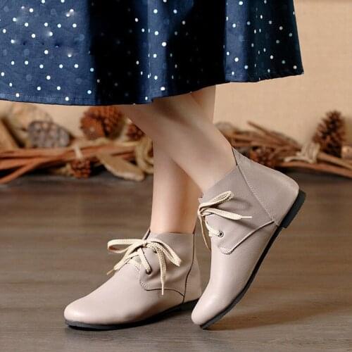 Woman Martin Boots Fashion British Style Short Boots Lace Up Spring Autumn Ankle Boots Round toe Driving Female Shoes Footwear