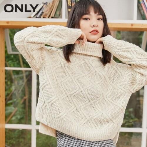 ONLY spring new high neck stitching knitted sweater sweater women | 120413015
