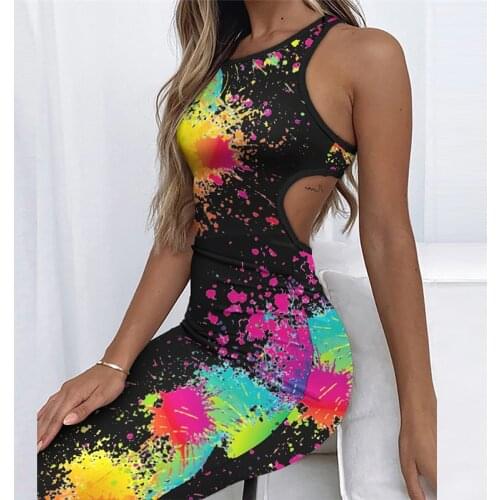 Spring Hollow Out Vest Ribbed Party Dress Women Sexy O Neck Sleeveless Slim Bodycon Dress Summer Solid Office Lady Dress Vestido