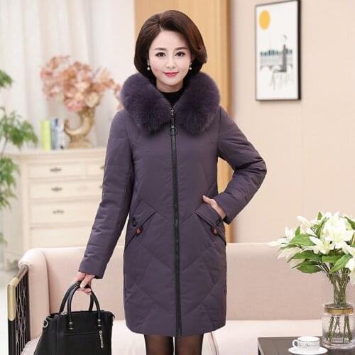Womens winter coat new middle-aged thickened cotton coat long cotton jacket fashion temperament Slim mom pocket