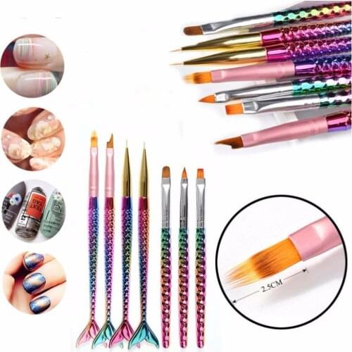 1 PC Nail Art Mermaid French Line Liner Grid Stripe Flower Design Diy Drawing Painting Brush Pen Manicure Tool 7 Types