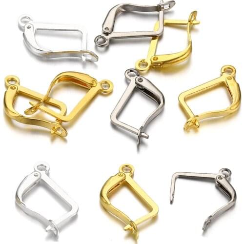 10-50Pcs Gold Color French Earring Hooks Lever Back Open Loop Clips Clasp Setting for Jewelry Making DIY Earring Accessories