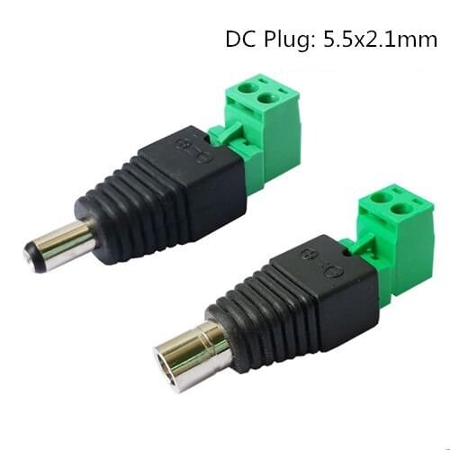 10Pcs Sample 5.5*2.1mm Male Female DC Power Plug Jack Connector To Combinable Terminal Block Adapter For LED Strip CCTV Camera